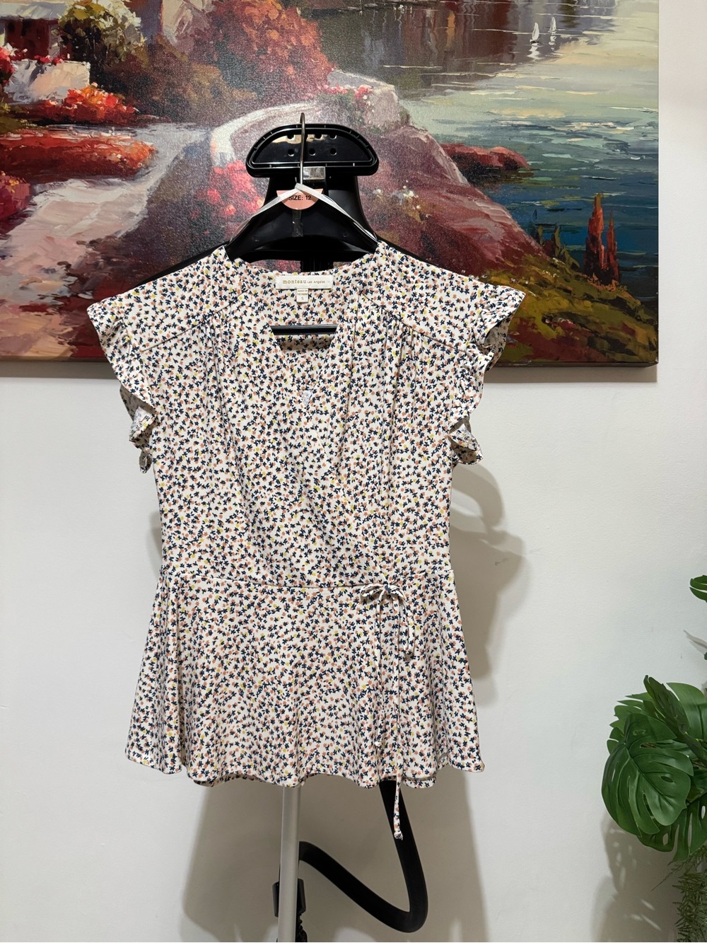 Floral Tie-Waist Peplum Dress - White with Multicolor Floral